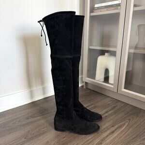 Stuart Weitzman Lowland Black Suede Over The Knee Boots 8.5 NEW Leather Heeled